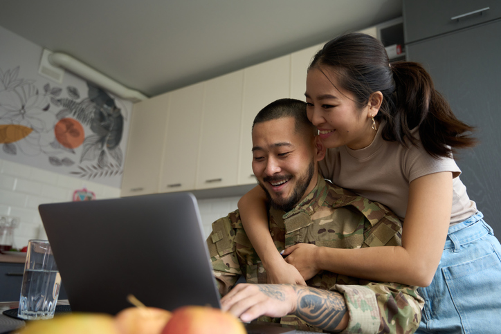 military worker with family